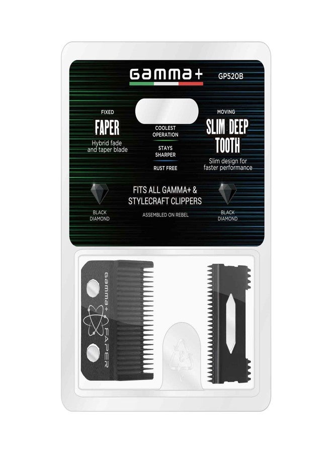GAMMA+ Replacement Fixed Black Diamond Carbon DLC Faper Hair Clipper Blade with Moving Black Diamond Carbon Slim Tooth Cutter Set - Image 4