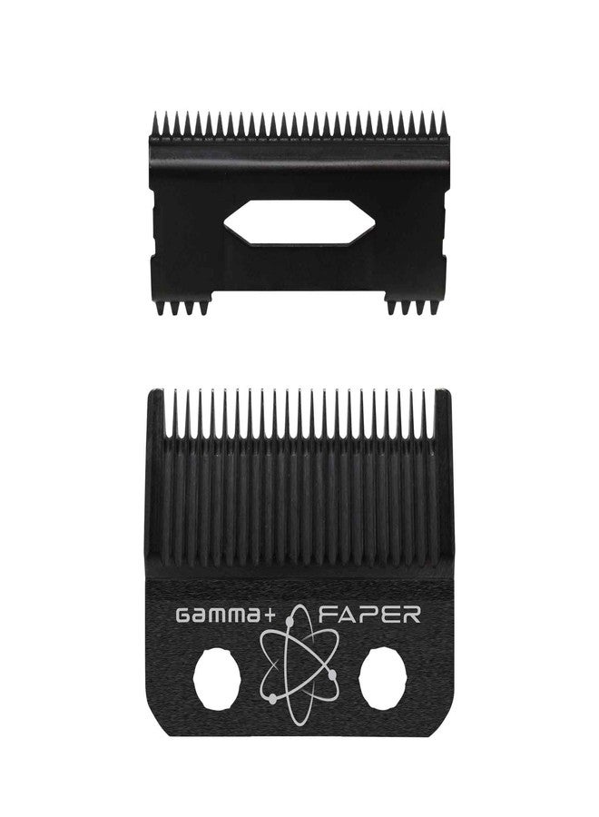 GAMMA+ Replacement Fixed Black Diamond Carbon DLC Faper Hair Clipper Blade with Moving Black Diamond Carbon Slim Tooth Cutter Set - Image 1