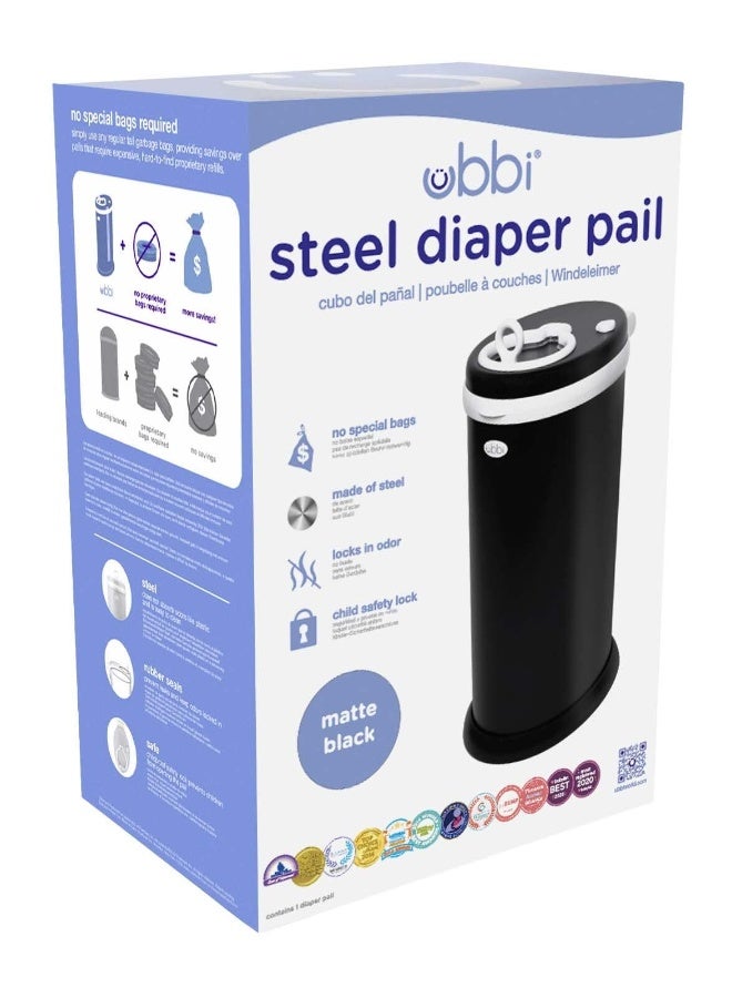 Ubbi Steel Diaper Pail, Odor Locking, No Special Bag Required, Award-Winning, Registry Must-Have, Matte Black - Image 3