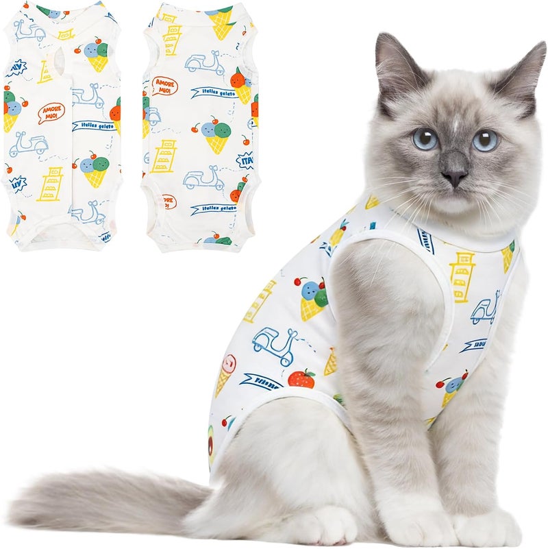 Coppthinktu Cat Recovery Suit Female Cats Onesie for Cats, Breathable Cat Surgery Suit for Surgical Abdominal Wounds Skin Diseases, Cute Kitten Spay Recovery Suit E-Collar Alternative Anti Licking - Image 1
