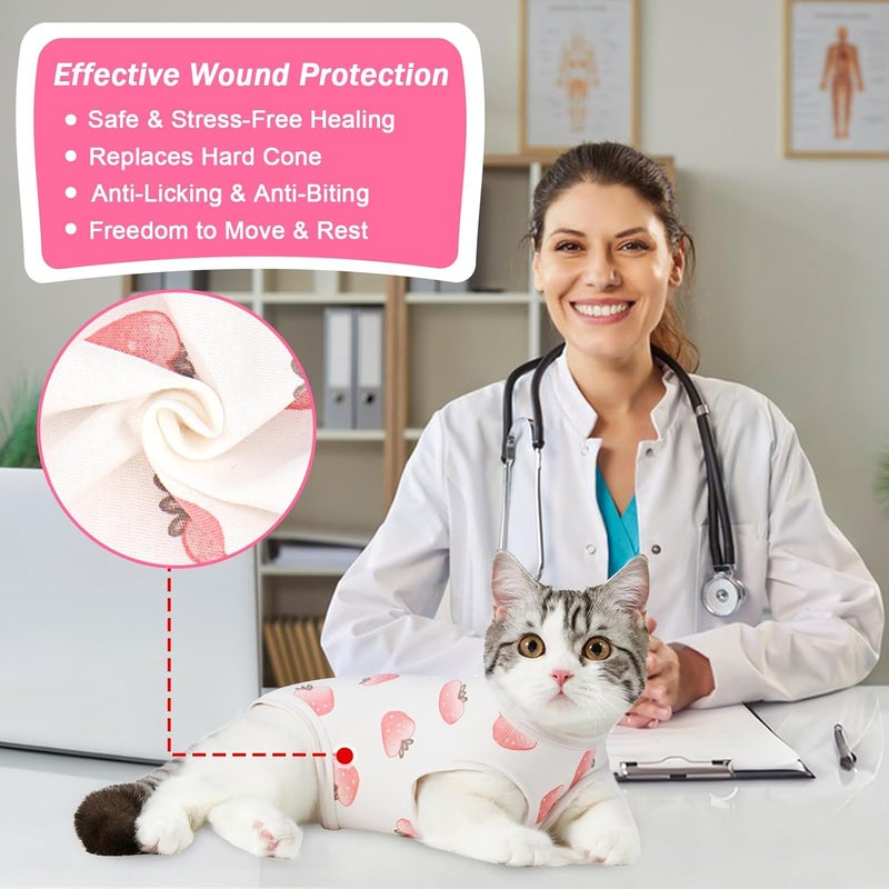 Coppthinktu Cat Recovery Suit Female Cats Onesie for Cats, Breathable Cat Surgery Suit for Surgical Abdominal Wounds Skin Diseases, Cute Kitten Spay Recovery Suit E-Collar Alternative Anti Licking - Image 2