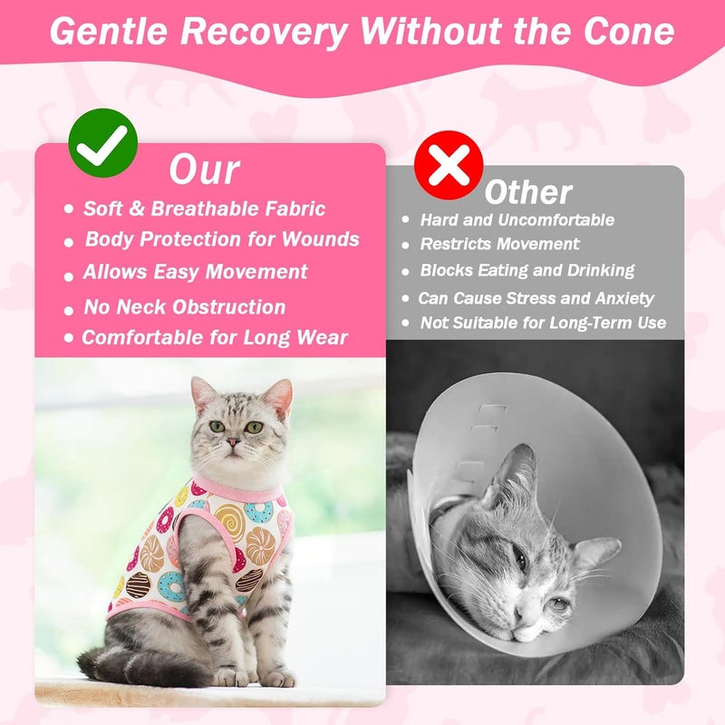 Coppthinktu Cat Recovery Suit Female Cats Onesie for Cats, Breathable Cat Surgery Suit for Surgical Abdominal Wounds Skin Diseases, Cute Kitten Spay Recovery Suit E-Collar Alternative Anti Licking - Image 4