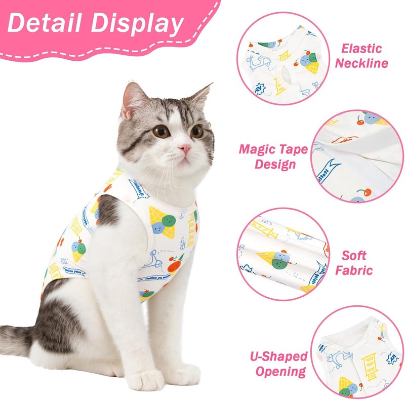 Coppthinktu Cat Recovery Suit Female Cats Onesie for Cats, Breathable Cat Surgery Suit for Surgical Abdominal Wounds Skin Diseases, Cute Kitten Spay Recovery Suit E-Collar Alternative Anti Licking - Image 3