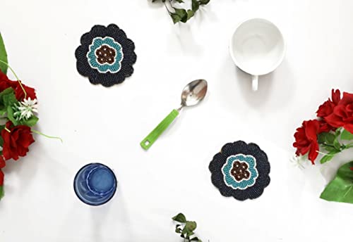 Awesome Handmade Beaded Coster Set for Home Kitchen Office Desk Set of 4 Pieces Diameter 400 Inch CTR003 - Image 4