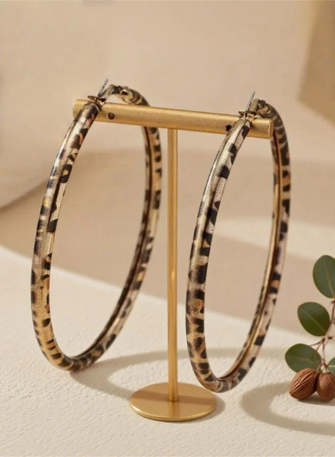 Take Two  Leopard Print Hoop Earrings for Women | Best Price UAE