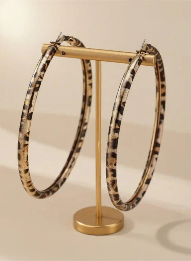 Take Two  Leopard Print Hoop Earrings for Women | Best Price UAE