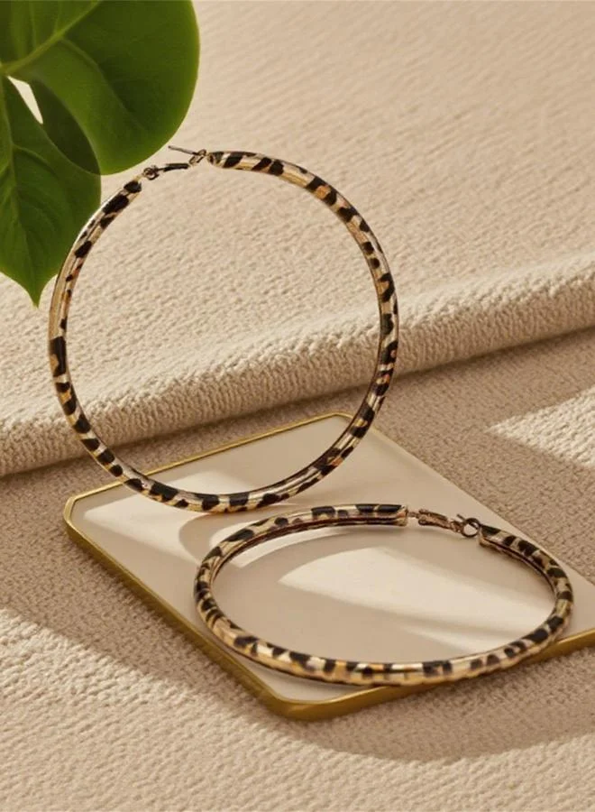 Take Two  Leopard Print Hoop Earrings for Women | Best Price UAE