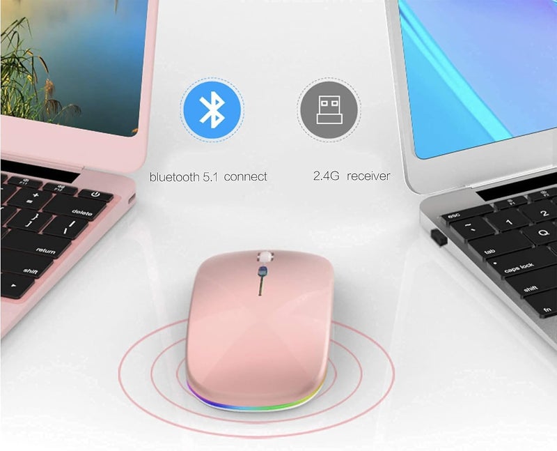 PEIBO Bluetooth Wireless Mouse for Laptop mac MacBook ipad MacBook air MacBook pro pc Desktop Computer Windows Chromebook Notebook (Jelly Pink) - Image 5