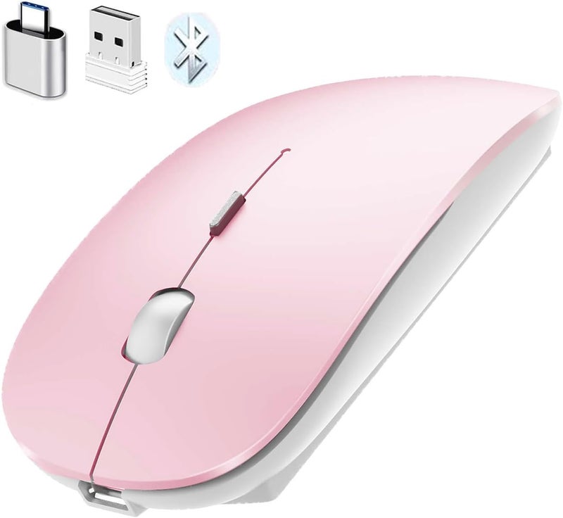 PEIBO Bluetooth Wireless Mouse for Laptop mac MacBook ipad MacBook air MacBook pro pc Desktop Computer Windows Chromebook Notebook (Jelly Pink) - Image 2
