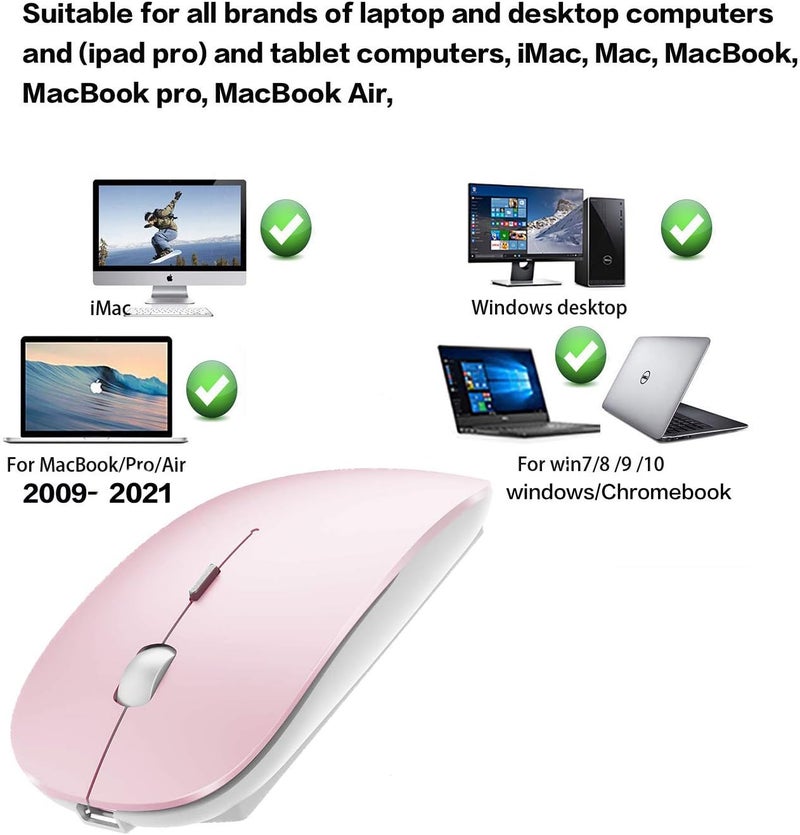 PEIBO Bluetooth Wireless Mouse for Laptop mac MacBook ipad MacBook air MacBook pro pc Desktop Computer Windows Chromebook Notebook (Jelly Pink) - Image 3