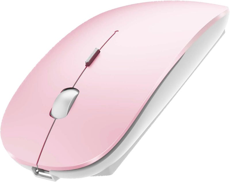 PEIBO Bluetooth Wireless Mouse for Laptop mac MacBook ipad MacBook air MacBook pro pc Desktop Computer Windows Chromebook Notebook (Jelly Pink) - Image 1