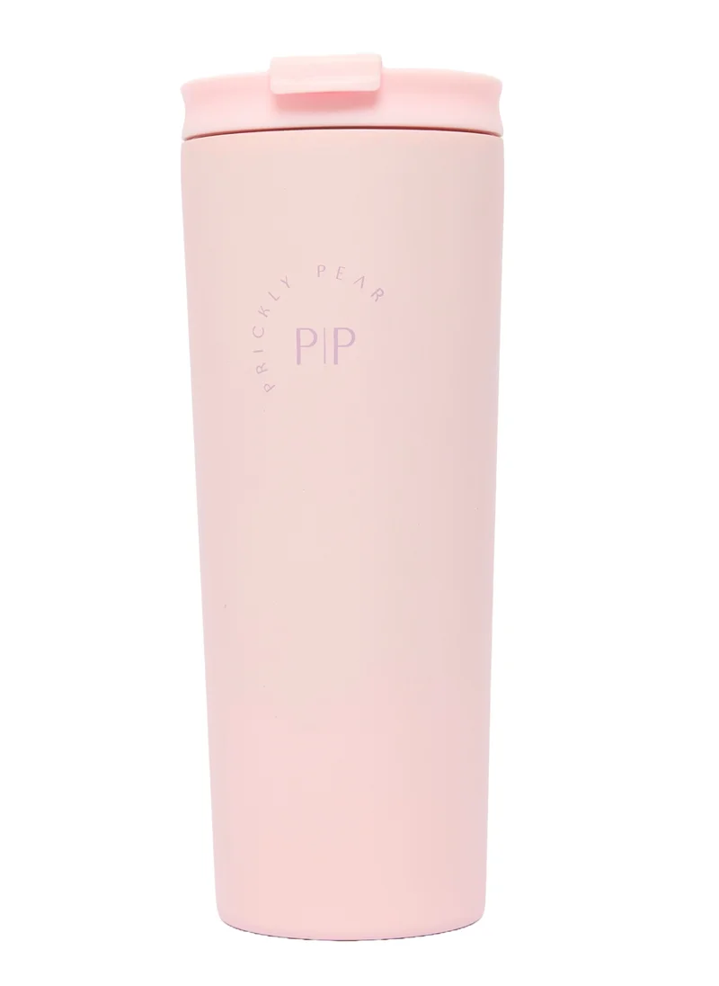 Prickly Pear Stainless Steel 24 Oz 2 in 1 Water Bottle With Straw And Travel Cup, Pink Logo Design