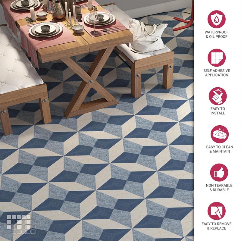 MOSAICOWALL Mosaicowall DIY Peel and Stick Self Adhesive Floor Tiles for Kitchen Living Room Matte Flooring Tile FST0126 X 6 Inches 12 Pcs  - Image 2