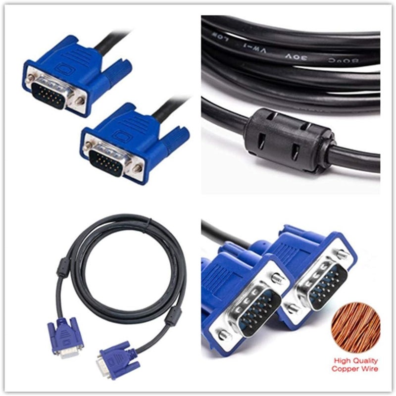 AISIBO HD15 15Pin Gold Plated DB15 VGA Male to Male Monitor Cable to TV Computer Monitor DVD Wire Cord (5 Ft Blue Connector) - Image 5
