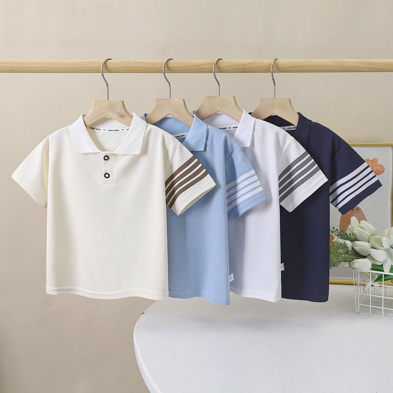 Children's short sleeve T-shirt summer new boys polo shirt Korean lapel summer half sleeve thin children's clothing wholesale - Image 2