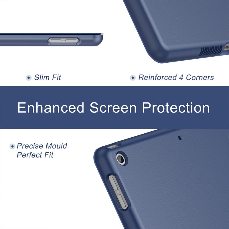 Soke Case for iPad 9th/8th/7th Generation 2021/2020/2019, [Slim Trifold Stand + Auto Wake/Sleep], Premium Protective Hard PC Back Cover for Apple iPad 10.2 Inch (Navy) - Image 4