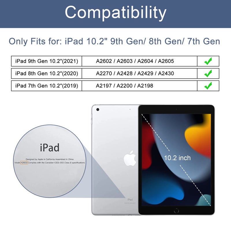 Soke Case for iPad 9th/8th/7th Generation 2021/2020/2019, [Slim Trifold Stand + Auto Wake/Sleep], Premium Protective Hard PC Back Cover for Apple iPad 10.2 Inch (Navy) - Image 5