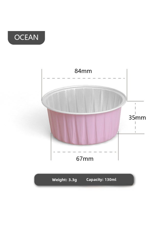 Generic Thickened Disposable Snow White Bubble Tea Cups Big Fortune Buns Baking Aluminum Foil Tin Foil Packaging Box Packaging-Specifications:OX-84/35(130ml) Pink-Color:One Box Without Cover (2000)  - Image 1