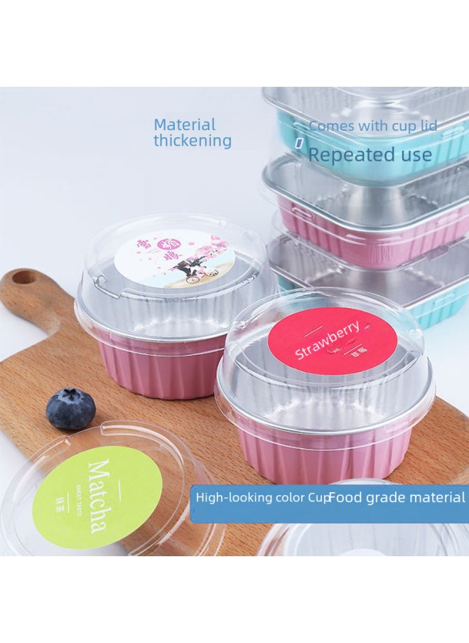 Generic Thickened Disposable Snow White Bubble Tea Cups Big Fortune Buns Baking Aluminum Foil Tin Foil Packaging Box Packaging-Specifications:OX-84/35(130ml) Pink-Color:One Box Without Cover (2000)  - Image 4