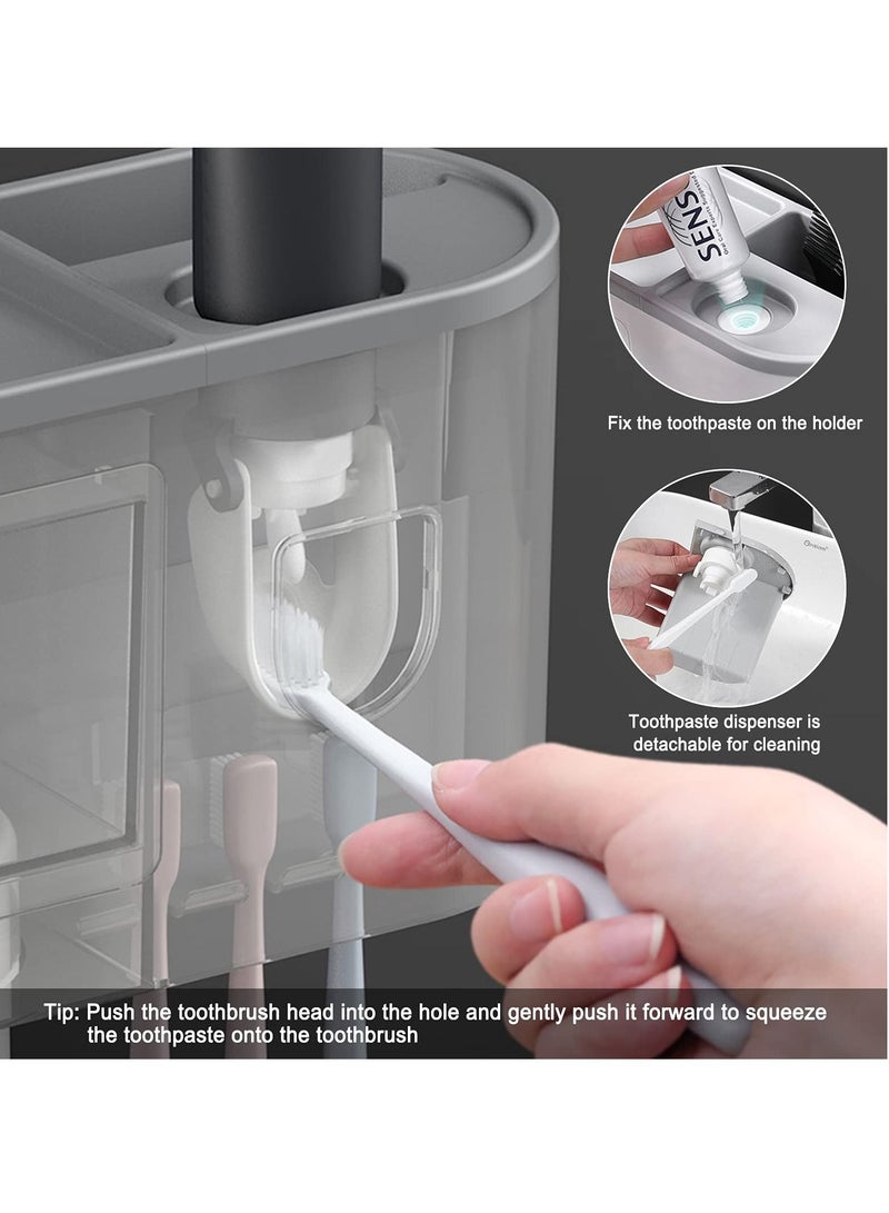 HOMESTAR Automatic Wall Mounted Toothpaste Dispenser And Toothbrush Holder With Two Magnetic Cups - Image 4