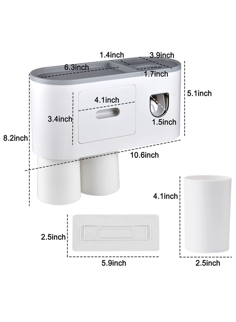 HOMESTAR Automatic Wall Mounted Toothpaste Dispenser And Toothbrush Holder With Two Magnetic Cups - Image 3