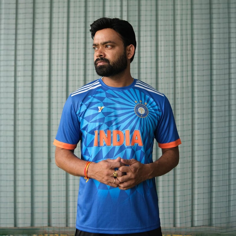 YOURJERSEY قميص كريكيت الهند T20 2023 - مخصص باسم ورقم مخصص | مقاسات للأطفال والرجال والنساء - Image 4