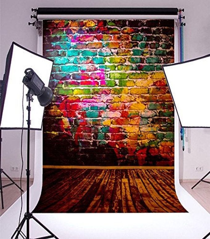 AOFOTO 4X6Ft Graffiti Brick Wall Photography Background Grunge Colored Texture Backdrop Party Decoration Punk Music Rock Vocal Concert Trendy Hip Hop Stylish Art Portrait Photo Studio Props Wallpaper - Image 3