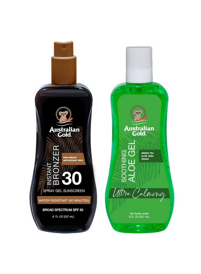 Australian Gold Sunscreen Gel Spray With Bronzer + Soothing After Sun Aloe Vera Gel, Hydrating Sunburn Relief & Broad Spectrum Uva;Uvb Spf 15 Sunscreen Spray, Crueltyfree & Vegan Skin Care Set - Image 1
