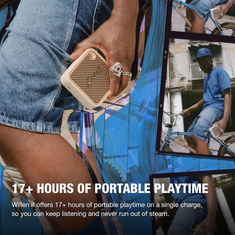 Marshall Willen II Wireless Bluetooth Speaker - 17+ Hours Playtime, Dust and Waterproof Design (Cream) - Image 3