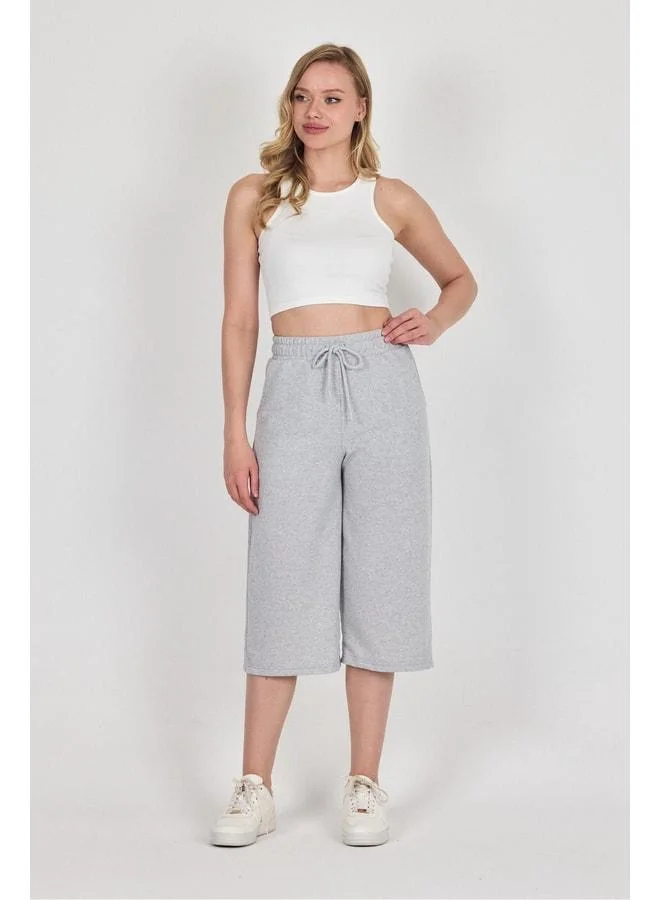 Mmetalic High-Waist Pocketed Relaxed-Fit Seasonal Women's Knee-Length 2-Pack Bermuda Capri Shorts in Gray and Navy