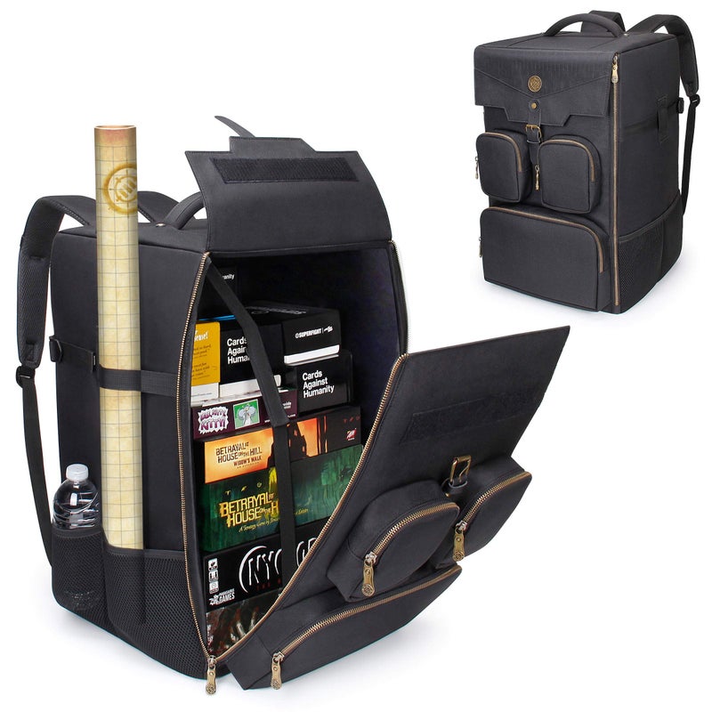 ENHANCE Board Game Backpack Reinforced Rigid Board Game Storage with Padded Shoulder Straps Carrying Handle and Accessories Pockets for Dice Cards More Fits and Protects Tabletop Adventures - Image 2