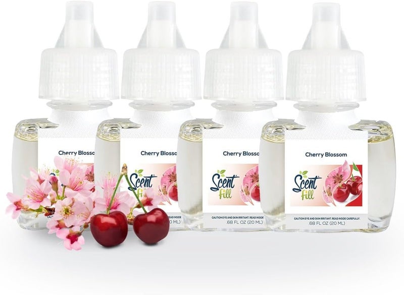 معطر هواء قابل للتوصيل برائحة أزهار الكرز، عبوات زيت معطر، 4 عبوات - Image 1