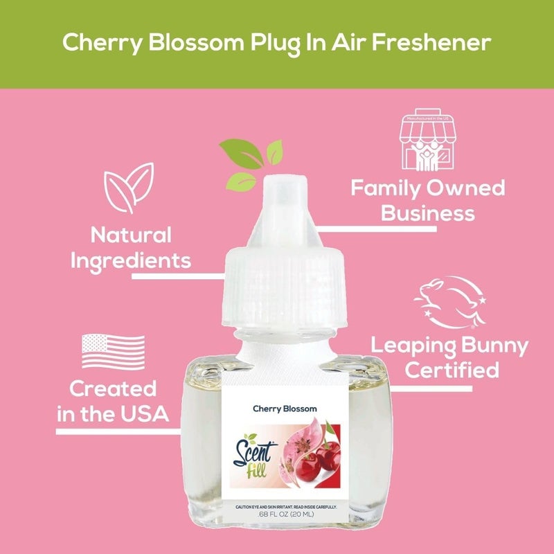 معطر هواء قابل للتوصيل برائحة أزهار الكرز، عبوات زيت معطر، 4 عبوات - Image 3