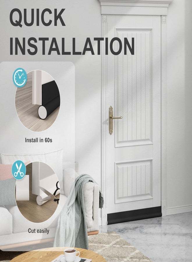 SYIPO One Side Door Draft Stopper,36.6" Adjustable Door Stoppers for Bottom of Door,Install Quick Door Seal Strips Sweeps Sound Proofing,Blocks Cold Air & Noise|Fit for Exterior/Interior Doors,Black - Image 4