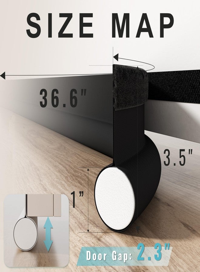 SYIPO One Side Door Draft Stopper,36.6" Adjustable Door Stoppers for Bottom of Door,Install Quick Door Seal Strips Sweeps Sound Proofing,Blocks Cold Air & Noise|Fit for Exterior/Interior Doors,Black - Image 2