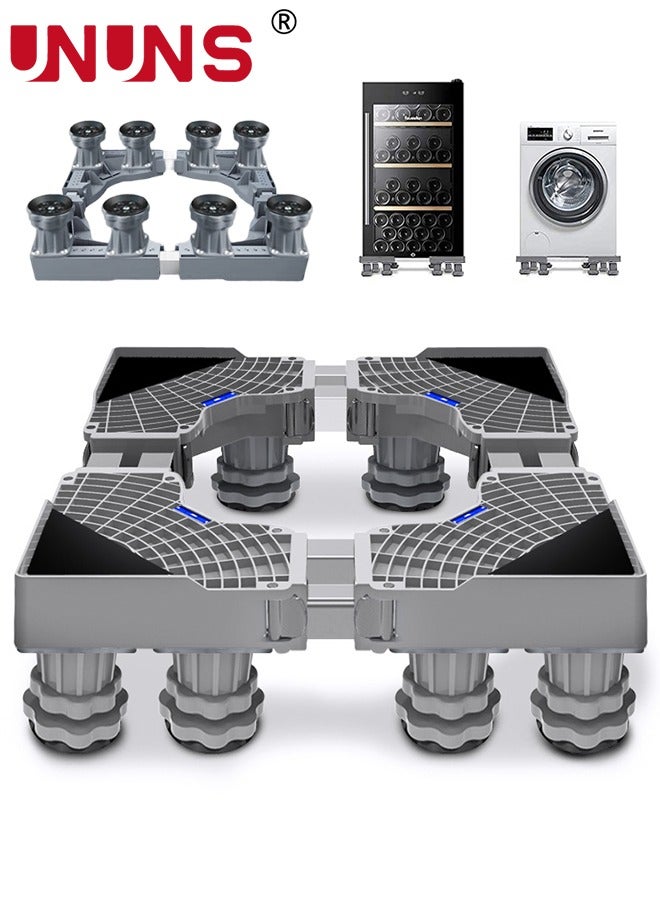 UNUNS Fridge Stand Universal Stand Base Adjustable Refrigerator Stand with 8 Strong Feet for Washing Machine Stand Pedestal, Fridge Base Stand, Adjustable Appliance Dolly Square,Grey - Image 1