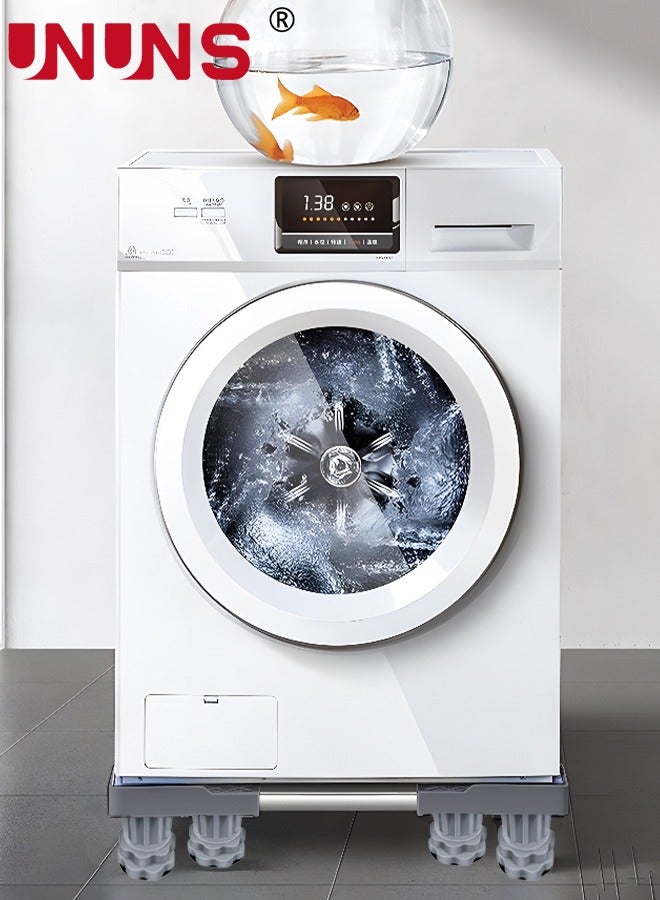 UNUNS Fridge Stand Universal Stand Base Adjustable Refrigerator Stand with 8 Strong Feet for Washing Machine Stand Pedestal, Fridge Base Stand, Adjustable Appliance Dolly Square,Grey - Image 2