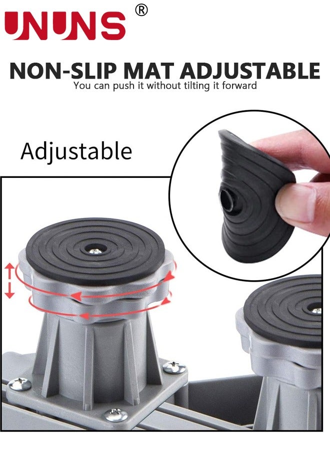 UNUNS Fridge Stand Universal Stand Base Adjustable Refrigerator Stand with 8 Strong Feet for Washing Machine Stand Pedestal, Fridge Base Stand, Adjustable Appliance Dolly Square,Grey - Image 4