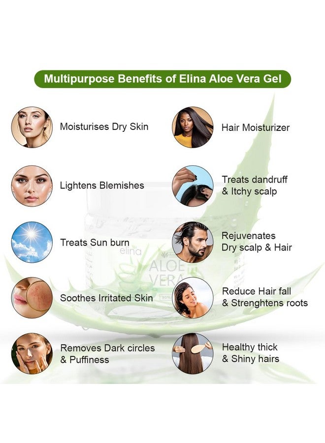 elina Pure Multipurpose Transparent Aloe Vera Gel (500Gm) Natural Organic Aloe Vera Gel For Face, Skin Care, Hair & Body Moisturizer Cream For Hair Growth & Soft Skin, Alovera Gel Face Cream - Image 2