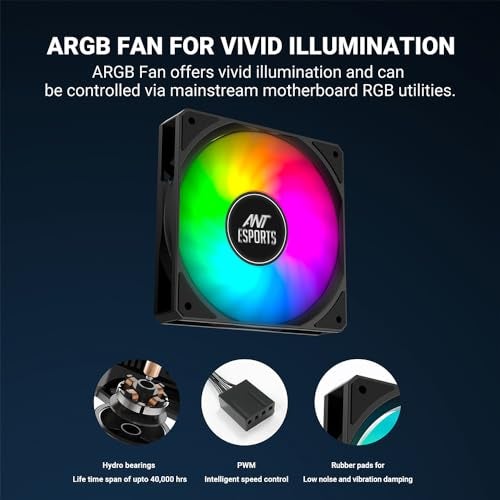 Ant Esports ICE-C612 V2 ARGB CPU Cooler| Support Intel LGA1200, LGA115X, LGA20XX, LGA1366, LGA1700 and AMD FM1, FM2, FM2+, AM2, AM2+, AM3, AM3+, AM4, AM5 - Image 5