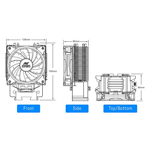 Ant Esports ICE-C612 V2 ARGB CPU Cooler| Support Intel LGA1200, LGA115X, LGA20XX, LGA1366, LGA1700 and AMD FM1, FM2, FM2+, AM2, AM2+, AM3, AM3+, AM4, AM5 - Image 3