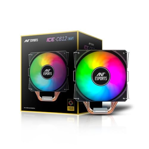 Ant Esports ICE-C612 V2 ARGB CPU Cooler| Support Intel LGA1200, LGA115X, LGA20XX, LGA1366, LGA1700 and AMD FM1, FM2, FM2+, AM2, AM2+, AM3, AM3+, AM4, AM5 - Image 1