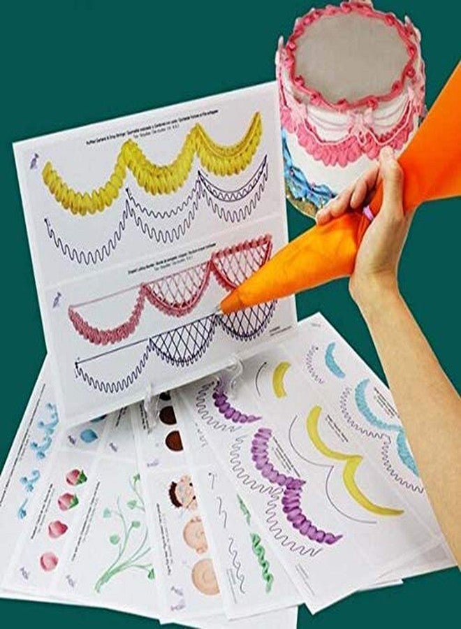 Melostu Icing Piping Nozzles Practice Drawings, Cake Pastry Beginner Practice Paper Fondant Decorating Including 23 Popular Patterns Gifts for Women - Image 2