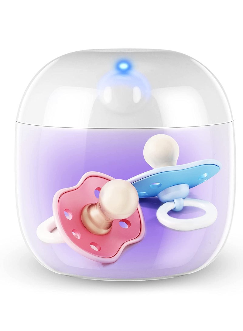 SOLARAE Portable UV-C Sterilizer for Baby Pacifiers, Bottle Nipples, Teethers, Headphones, and Keys - 99.99% Sterilization in 3 Minutes, USB Rechargeable Mini Sanitizer Box (White) - Image 1