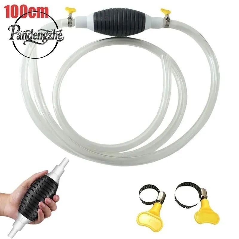 Hand Fuel Transfer Pump 1m with Hose and 2 Clamps for Car, Boat, Motorcycle - Image 1