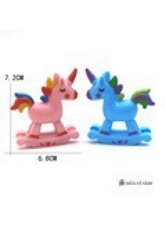 Scenic Spot Special Plastic Rocking Horse Cake Decoration Baking Decoration Couple Unicorn-Color:Blue-Height:Height