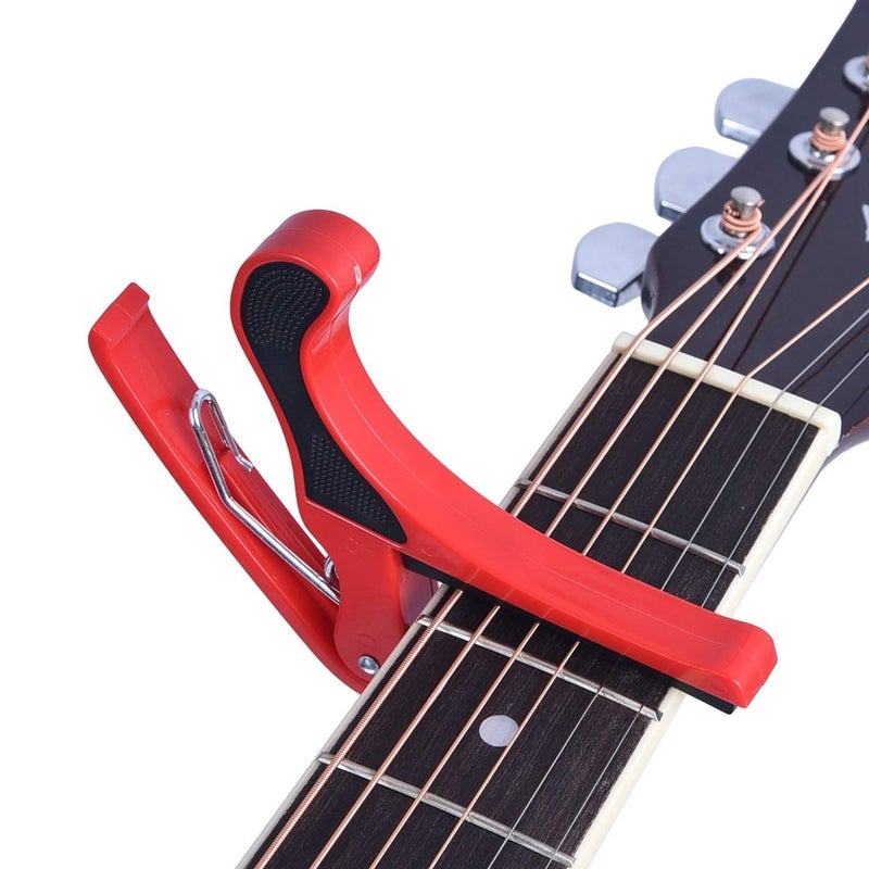 MUSTANG Metal Alloy Guitar Capo for Electric, Acoustic & Classical Guitars – Quick Change One-Handed Trigger Capo for Guitar & Ukulele – Professional Accessory (Red) - Image 2