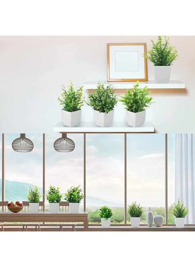 Dekorly Artificial Potted Plants, Pack of 10 Artificial Plastic Eucalyptus Plants Small Indoor Potted Houseplants, Small Faux Plants for Home Decor Bathroom Office Farmhouse (Set 0F 10) - Image 3