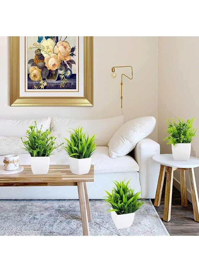 Dekorly Artificial Potted Plants, Pack of 10 Artificial Plastic Eucalyptus Plants Small Indoor Potted Houseplants, Small Faux Plants for Home Decor Bathroom Office Farmhouse (Set 0F 10) - Image 4