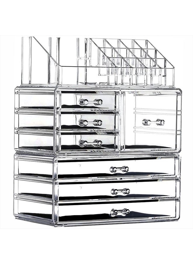 Cq acrylic Clear Makeup Storage Organizer Drawers Skin Care X Large Cosmetic Display Cases Stackable Storage Box With 7 Drawers For Dresser,Set of 3 - Image 1
